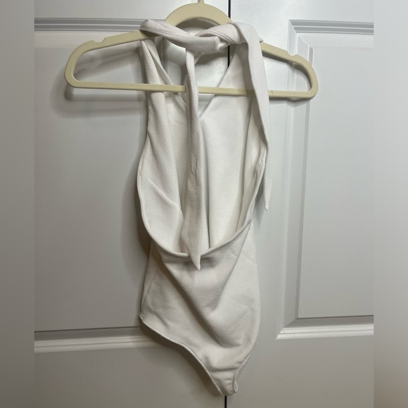 Show Me Your Mumu White Halter V Neck Bodysuit - Picture 2 of 4